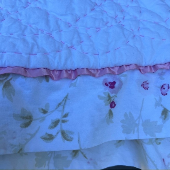 Simply Shabby Chic Cherry Blossom Quilted Pillow Sham Standard Size Satin Trim - Picture 5 of 11